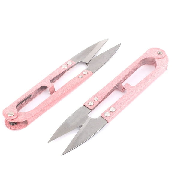 Unique Bargains 2Pcs Grip Fishing Line Cross Stitch Craft Yarn Scissors Thread Cutter Pink
