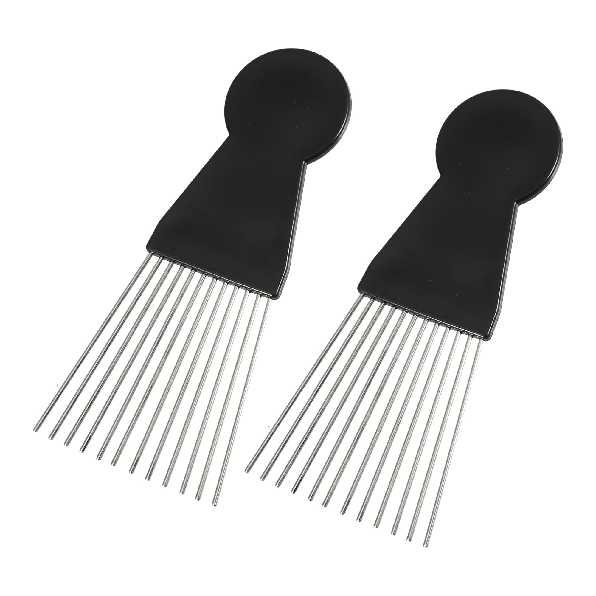 Unique Bargains 2Pcs Metal Hair Pick Afro Comb for Curly Hair Styling Tool Black
