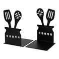 thumbnail image 1 of Unique Bargains 2Pcs Metal Hollow Design Book Ends Black Spatula 3.9*3.9*5.9inch, 1 of 5