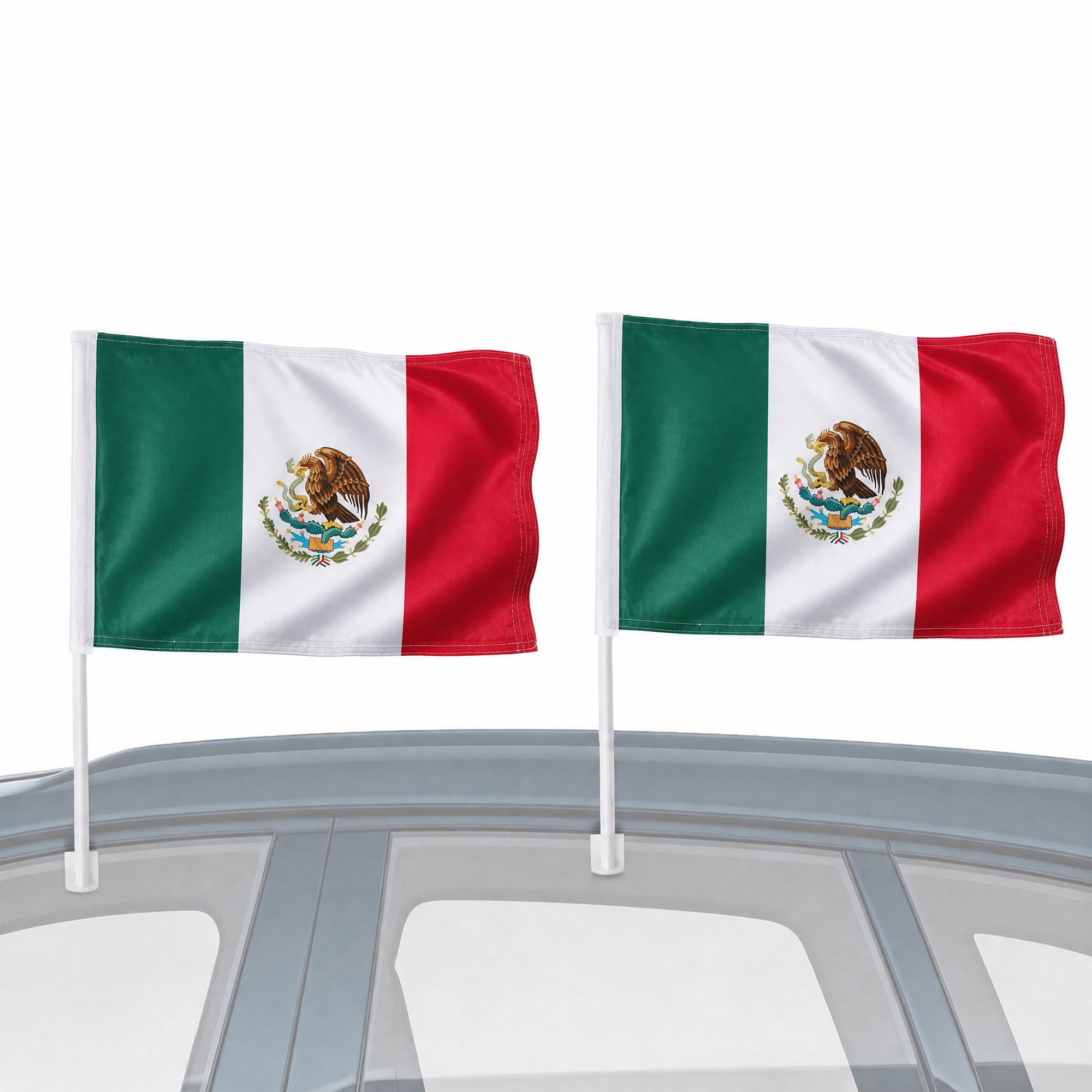 Unique Bargains 2Pcs Mexican Flag Heavy Duty 2-Ply Polyester 17.5" Sturdy Pole