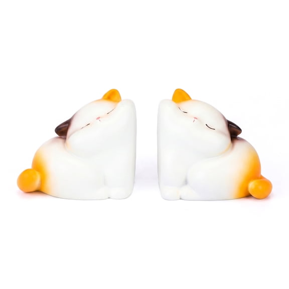 Unique Bargains 2Pcs Modern Statue Book Ends with Stable Base White 7.5*3.1*3.9inch