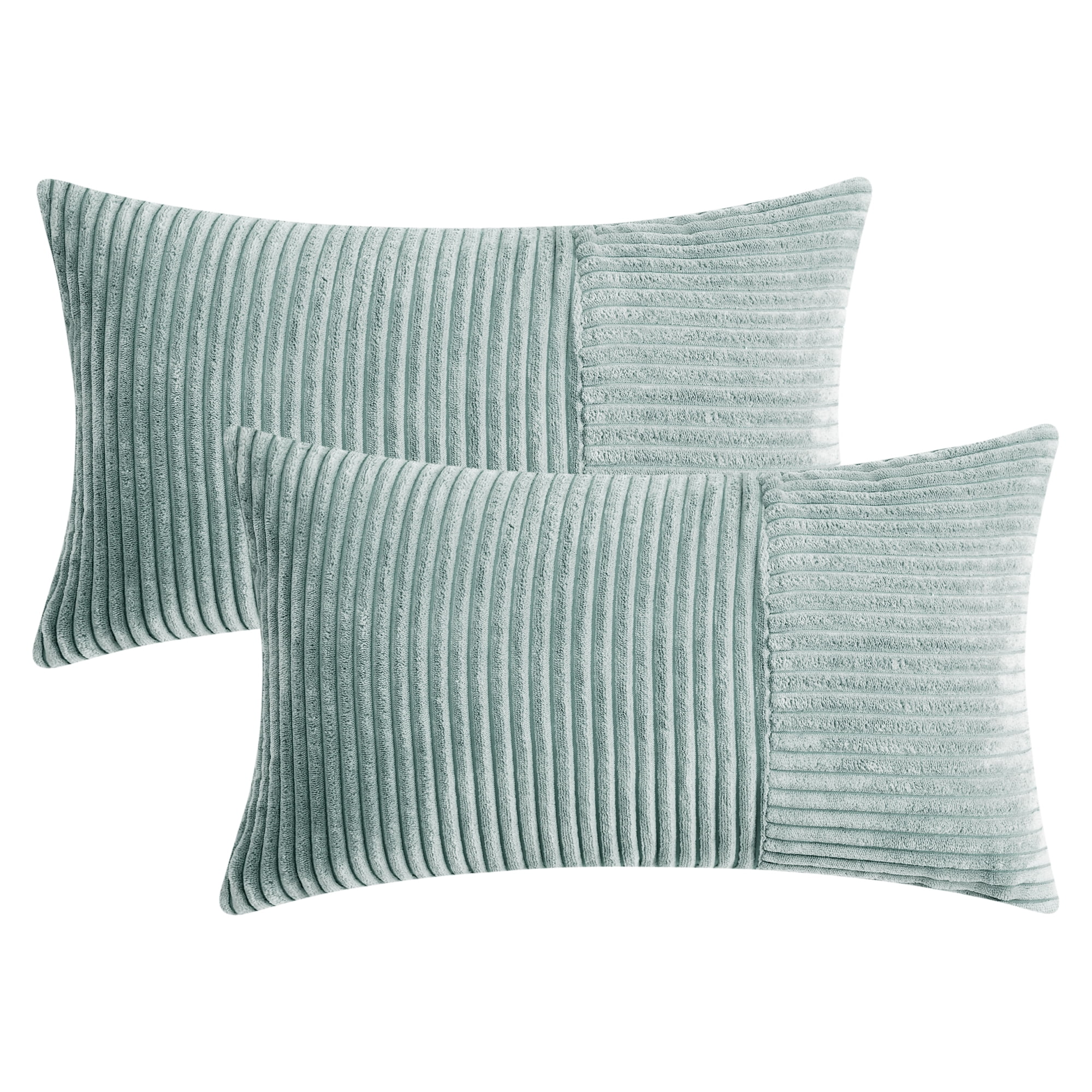 Unique Bargains 2Pcs Modern Strip Throw Pillow Covers for Living Room Blue 12" x 20"