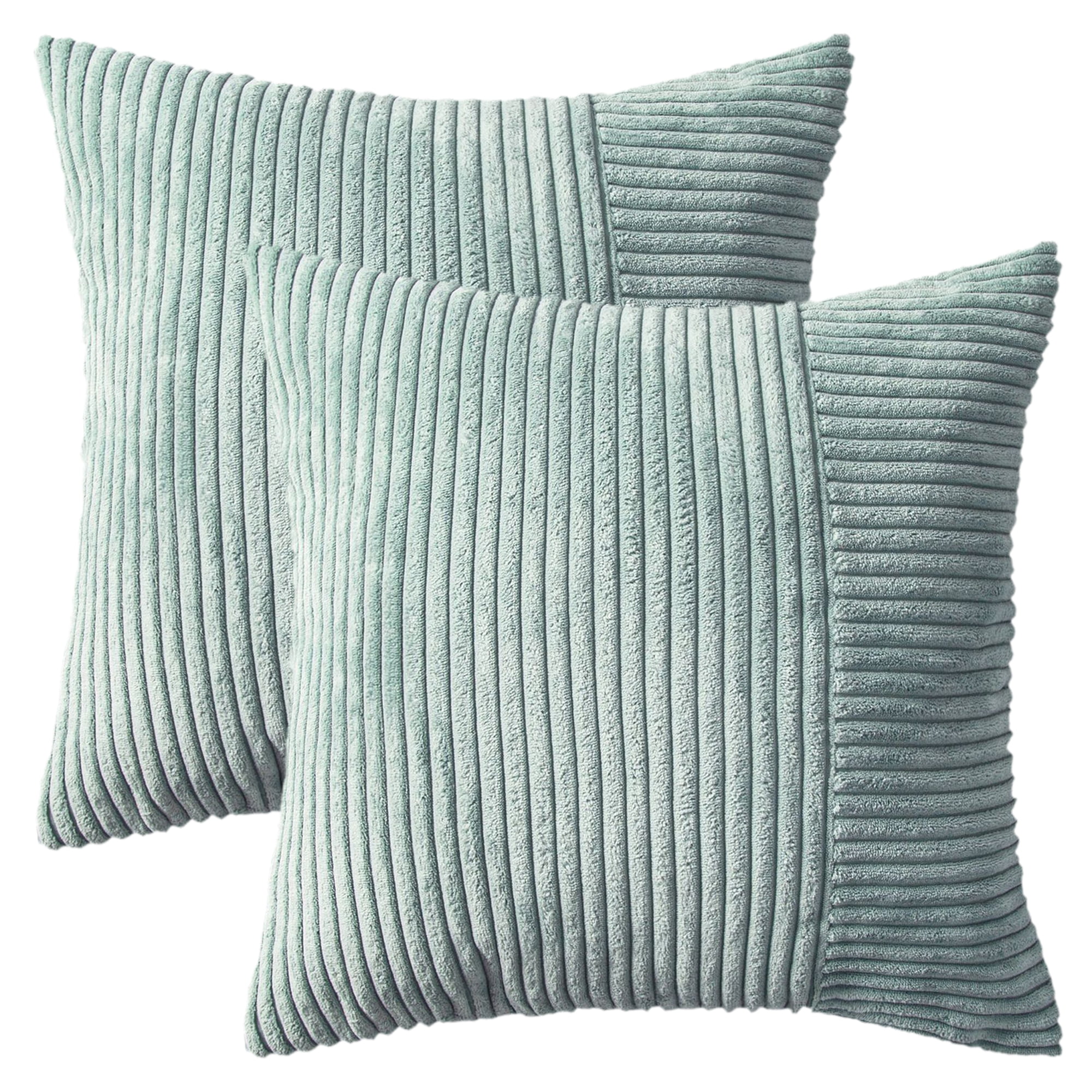 Unique Bargains 2Pcs Modern Strip Throw Pillow Covers for Living Room Blue 18" x 18"