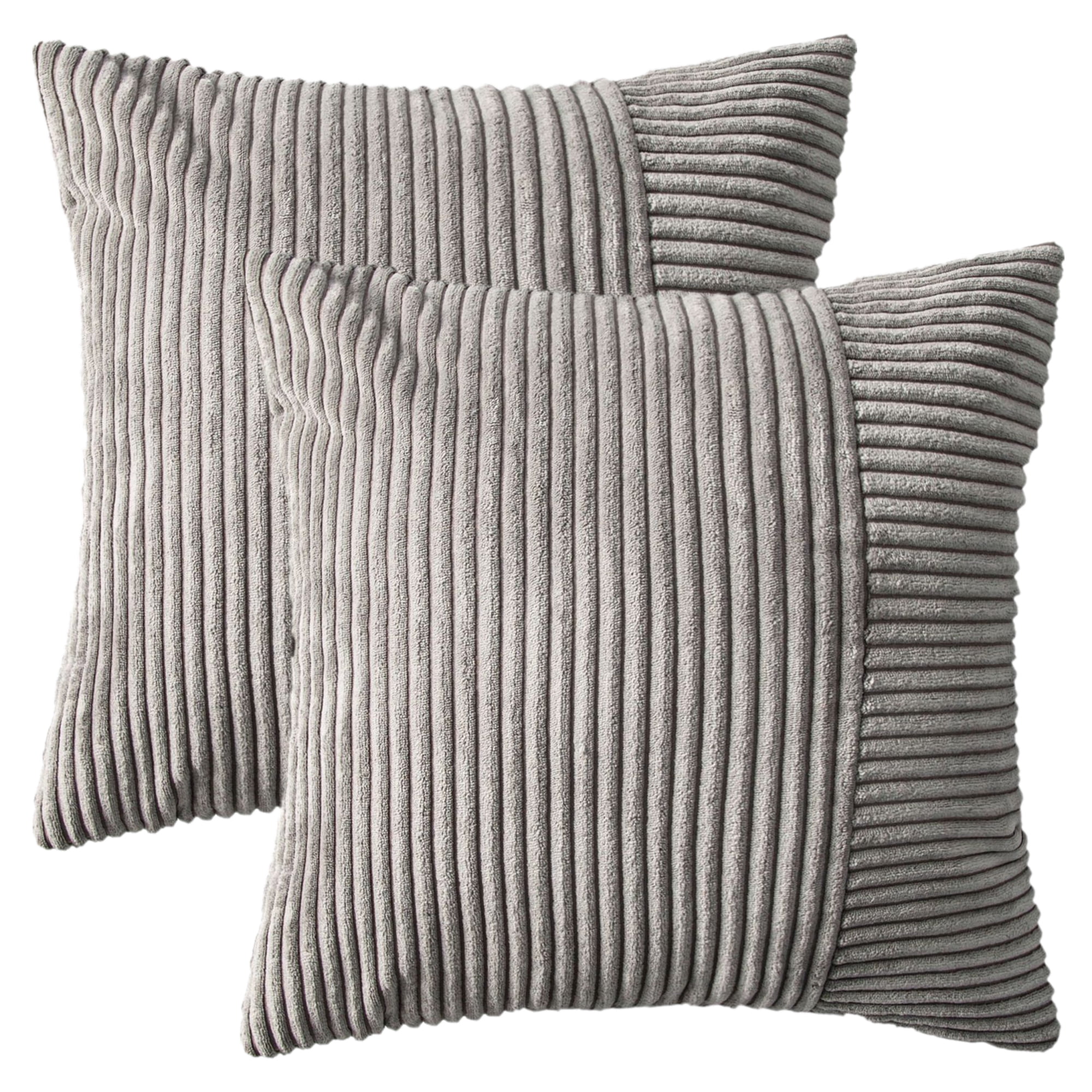 Unique Bargains 2Pcs Modern Strip Throw Pillow Covers for Living Room Grey 18" x 18"