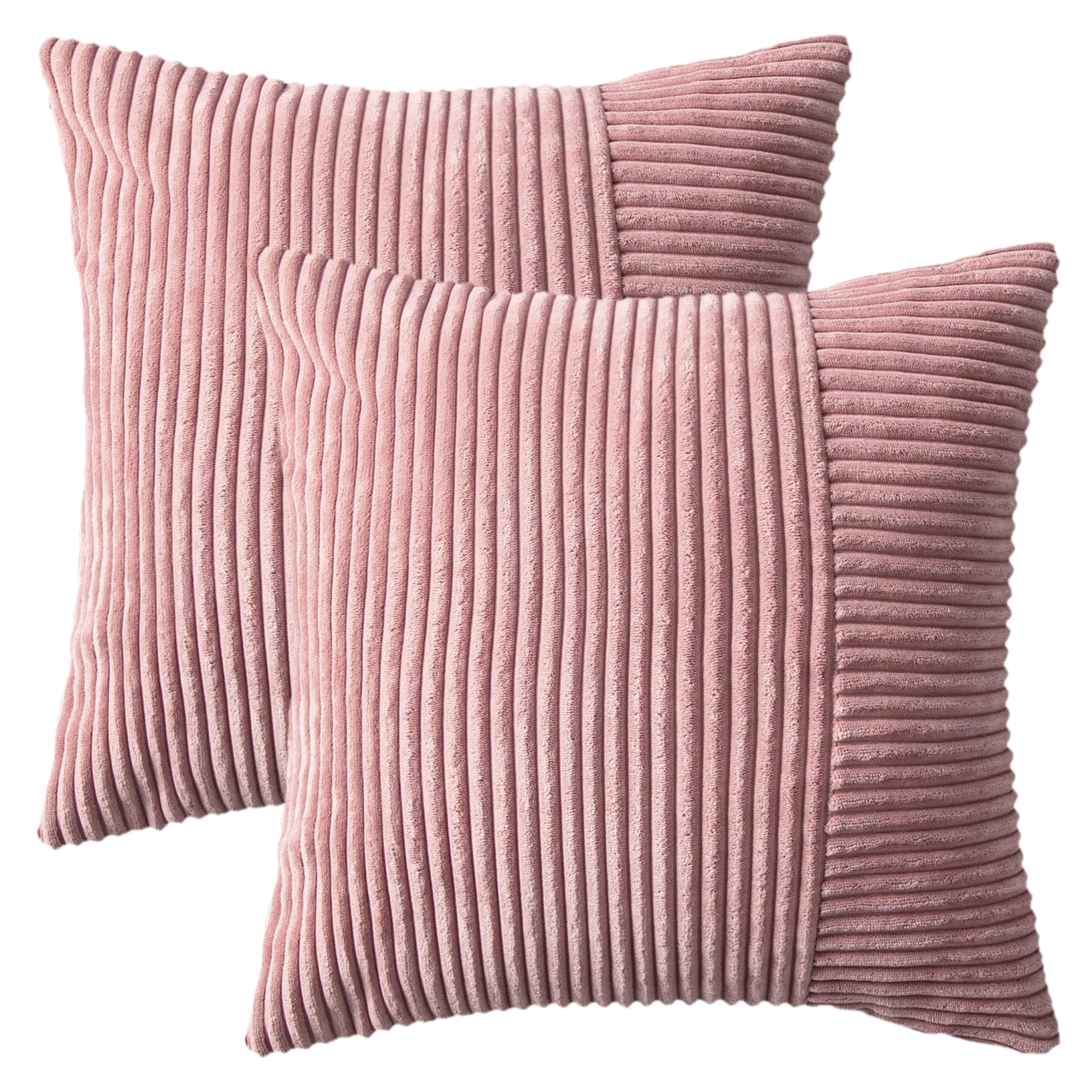 Unique Bargains 2Pcs Modern Strip Throw Pillow Covers for Living Room Pink 18" x 18"