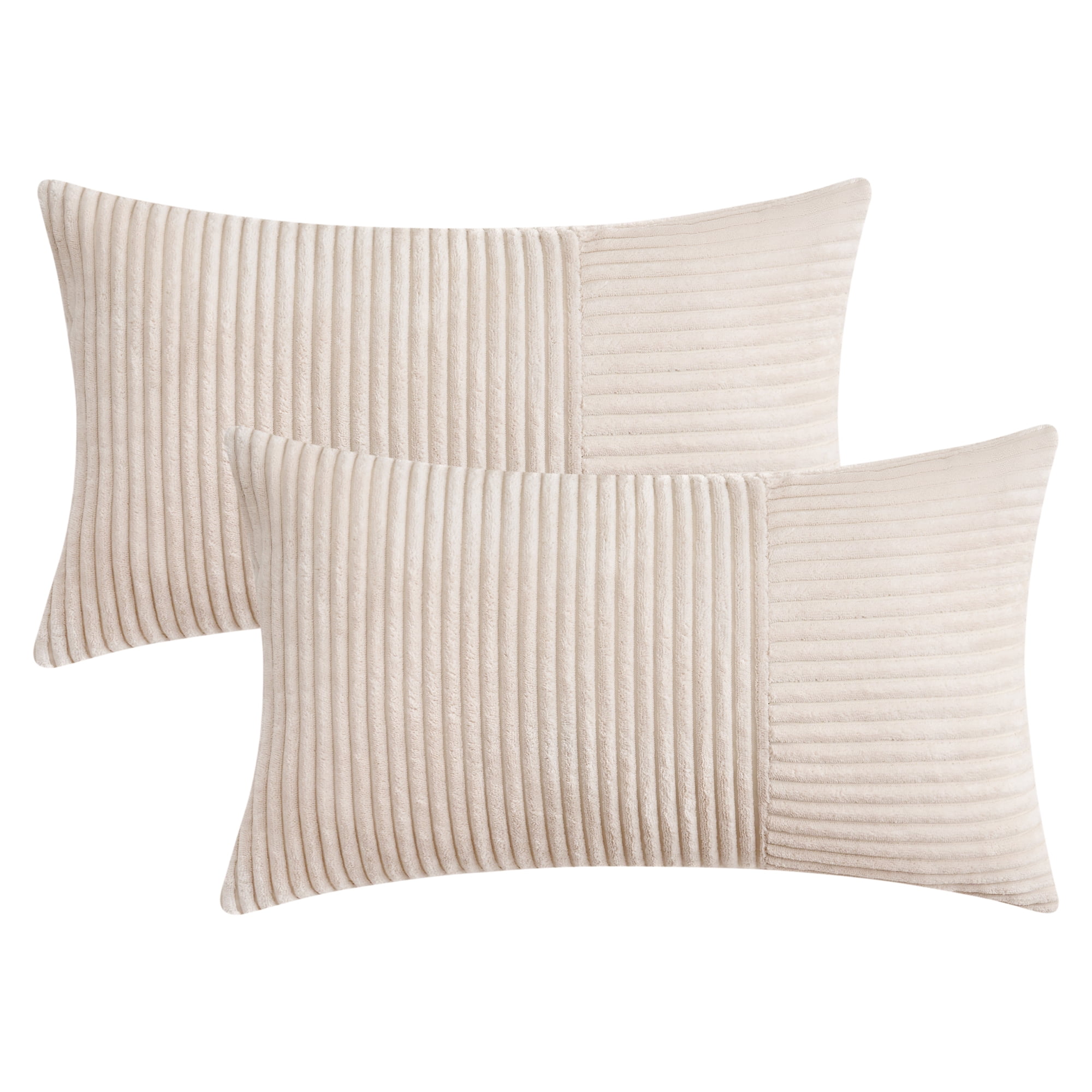 Unique Bargains 2Pcs Modern Strip Throw Pillow Covers for Living Room White 12" x 20"