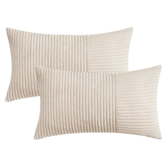 Unique Bargains 2Pcs Modern Strip Throw Pillow Covers for Living Room White 12" x 20"