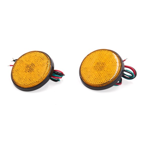 Unique Bargains 2Pcs Orange Round Motorcycle Scooter Reflector Tail Brake Turn Signal Light