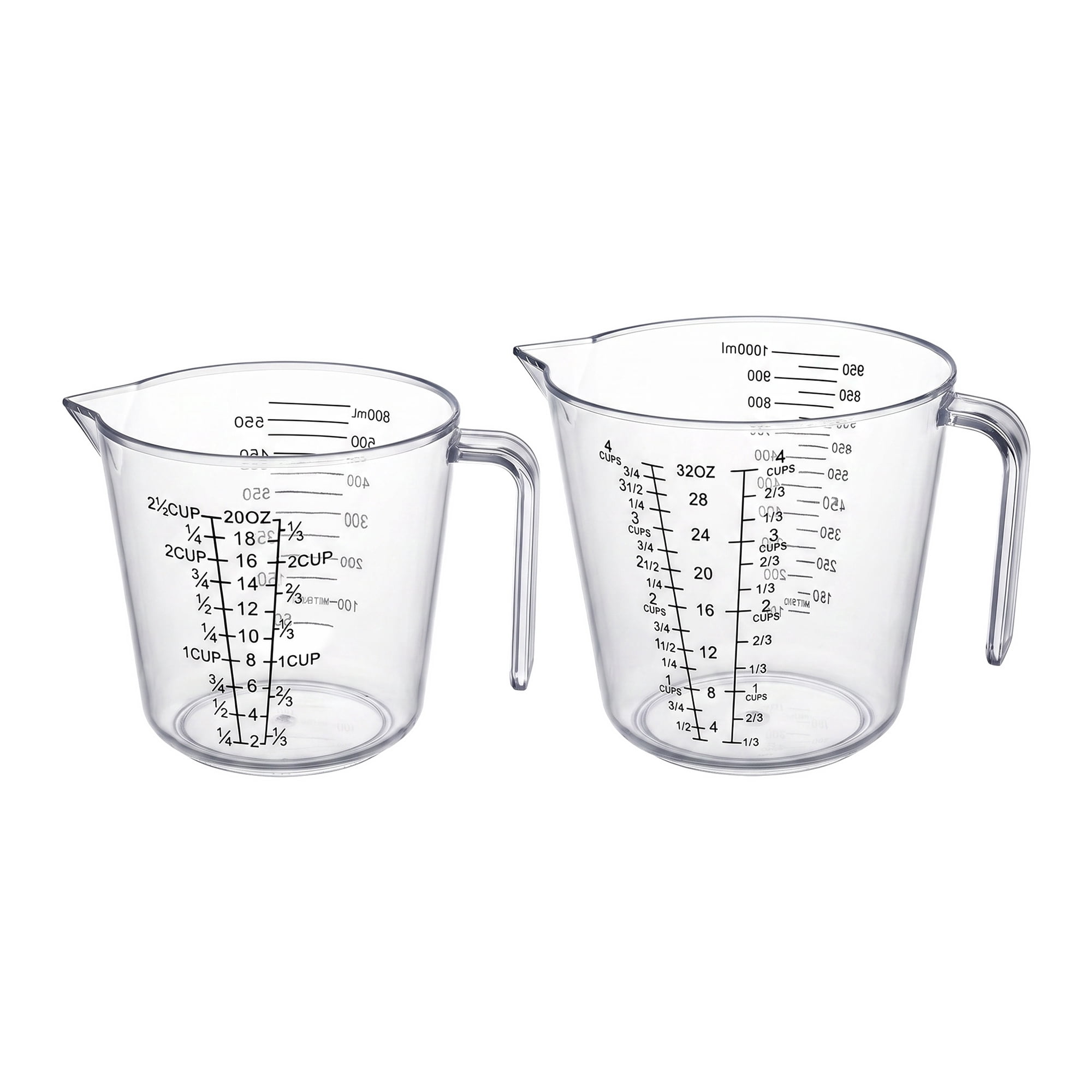 Unique Bargains 2Pcs PS Material Measuring Cup for Measuring Oil Water Clear 600ml/1000ml