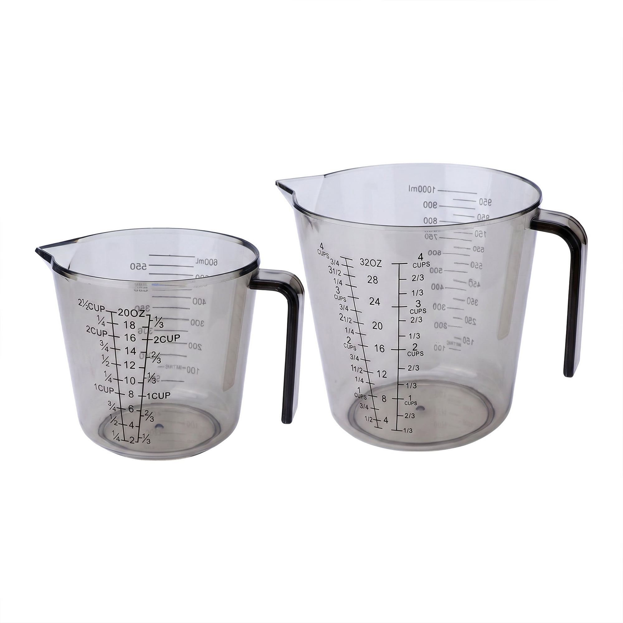 Unique Bargains 2Pcs PS Material Measuring Cup for Measuring Oil Water Gray 600ml/1000ml