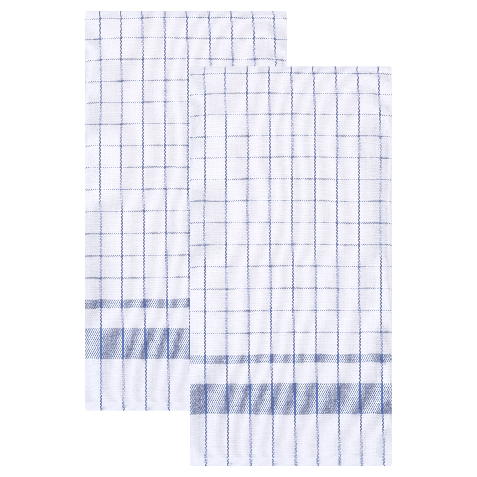 Unique Bargains 2Pcs Plaid Absorbent Quick-Drying Kitchen Towels Blue 28" x 16"