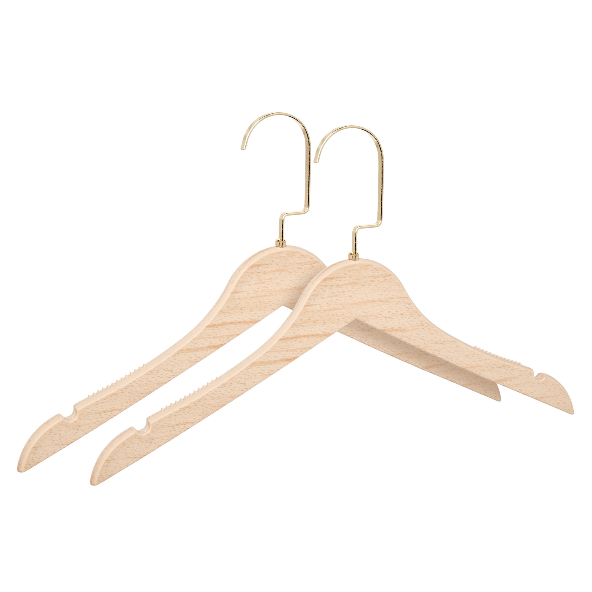 Unique Bargains 2Pcs Plastic Durable Space Saving Nonslip Hangers Natural 15.4x8.7inch