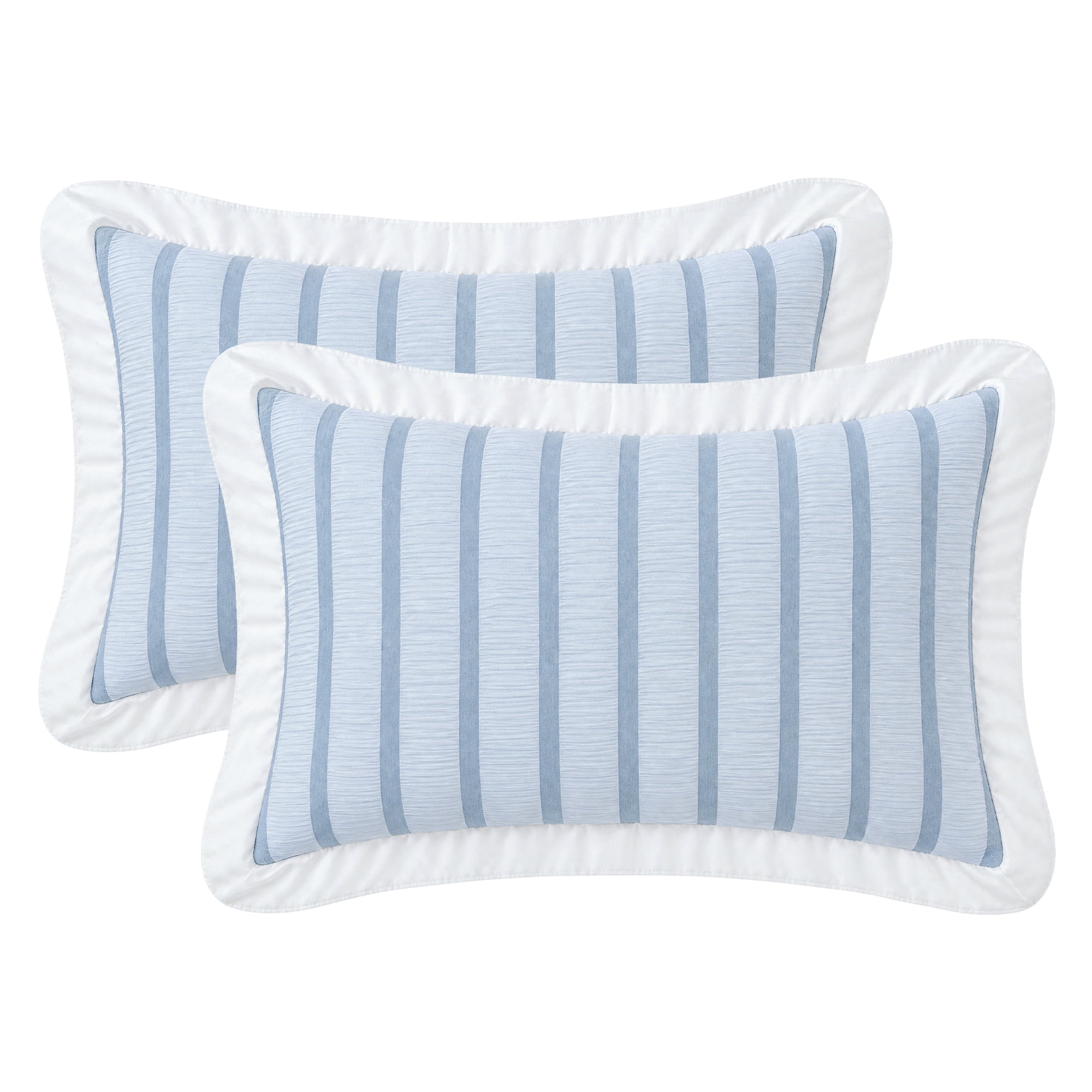 Unique Bargains 2Pcs Polyester Envelope Closure Wrinkle Resistant Pillowcase Queen Blue