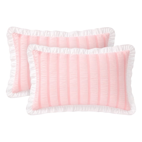 Unique Bargains 2Pcs Polyester Envelope Closure Wrinkle Resistant Pillowcase Queen Pink