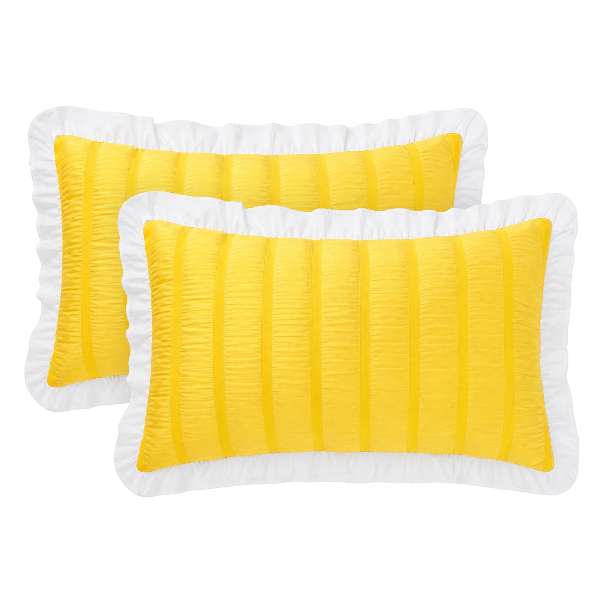 Unique Bargains 2Pcs Polyester Envelope Closure Wrinkle Resistant Pillowcase Queen Yellow