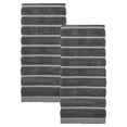 thumbnail image 1 of Unique Bargains 2Pcs Pure Cotton Wavy Stripe Absorbent Hand Towels Dark Grey 29" x 13", 1 of 7