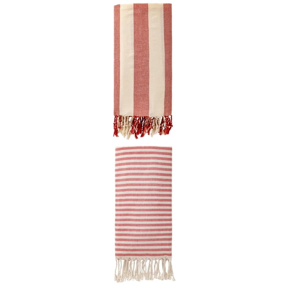 Unique Bargains 2Pcs Quick Dry Sand Proof Turkish Light Beach Towel Red 71" x 40"