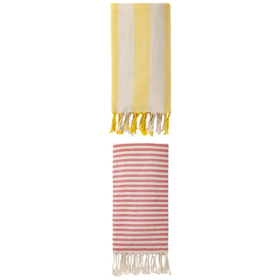 Unique Bargains 2Pcs Quick Dry Sand Proof Turkish Light Beach Towel Red Yellow 71" x 40"