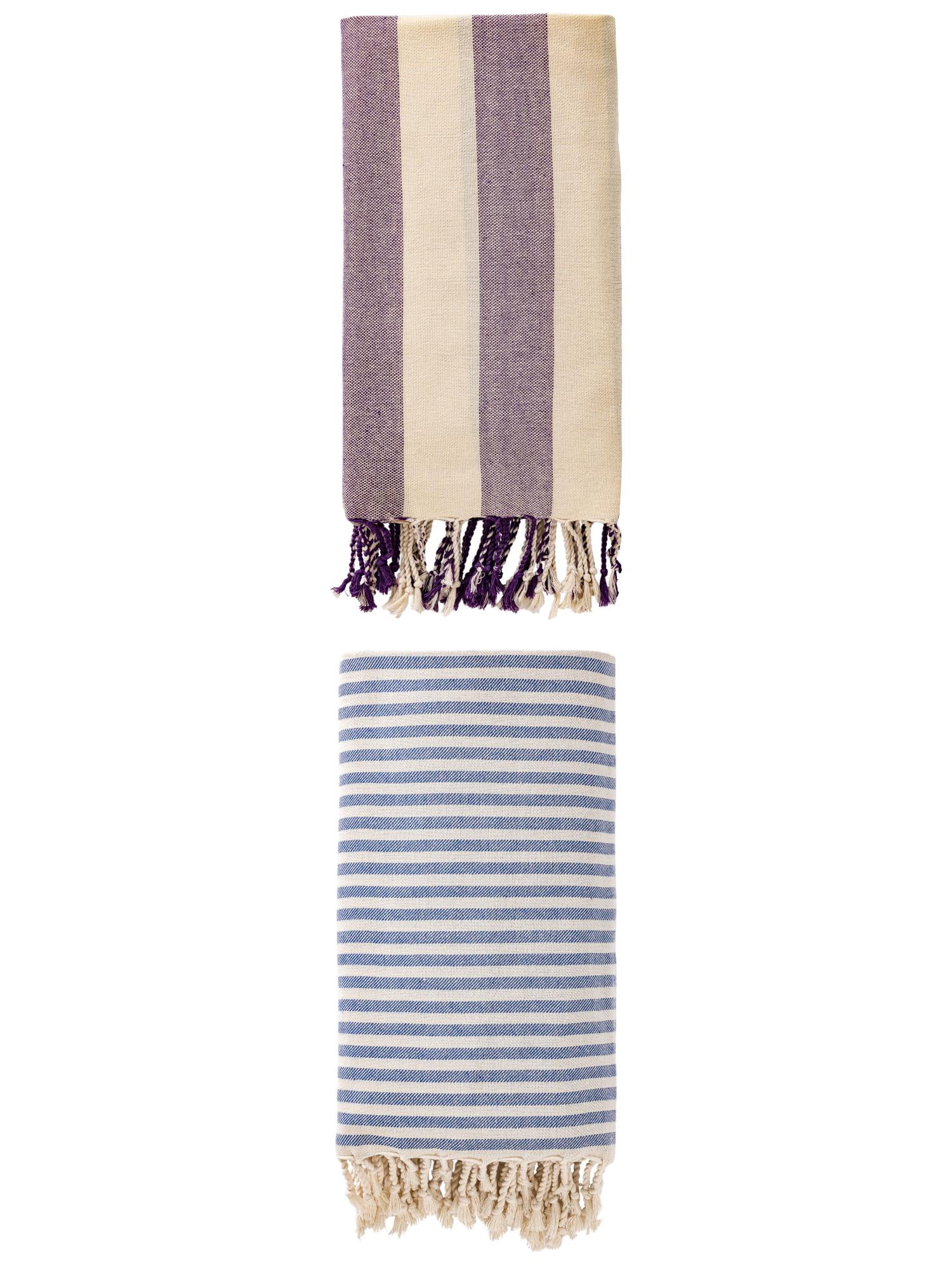 Unique Bargains 2Pcs Quick Drying Beach Towel Portable Lightweight Blue Purple 71" x 40"