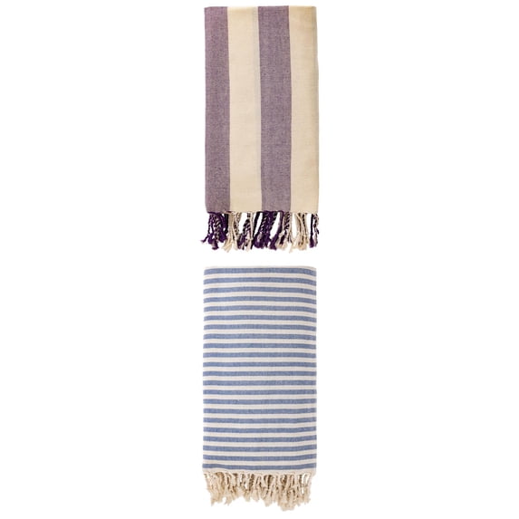 Unique Bargains 2Pcs Quick Drying Beach Towel Portable Lightweight Blue Purple 71" x 40"