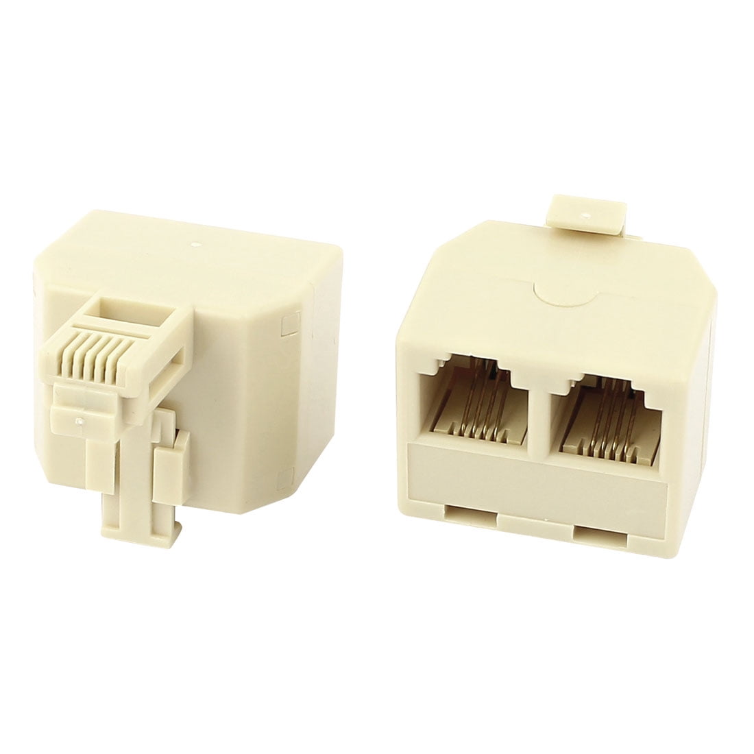 2Pcs RJ11 6P4C Double Holes Female/Female Telephone Cable Inline