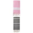 thumbnail image 1 of Unique Bargains 2Pcs Sand Repellent Beach Towel Striped Black/Pink 71" x 35"/71" x 40", 1 of 8