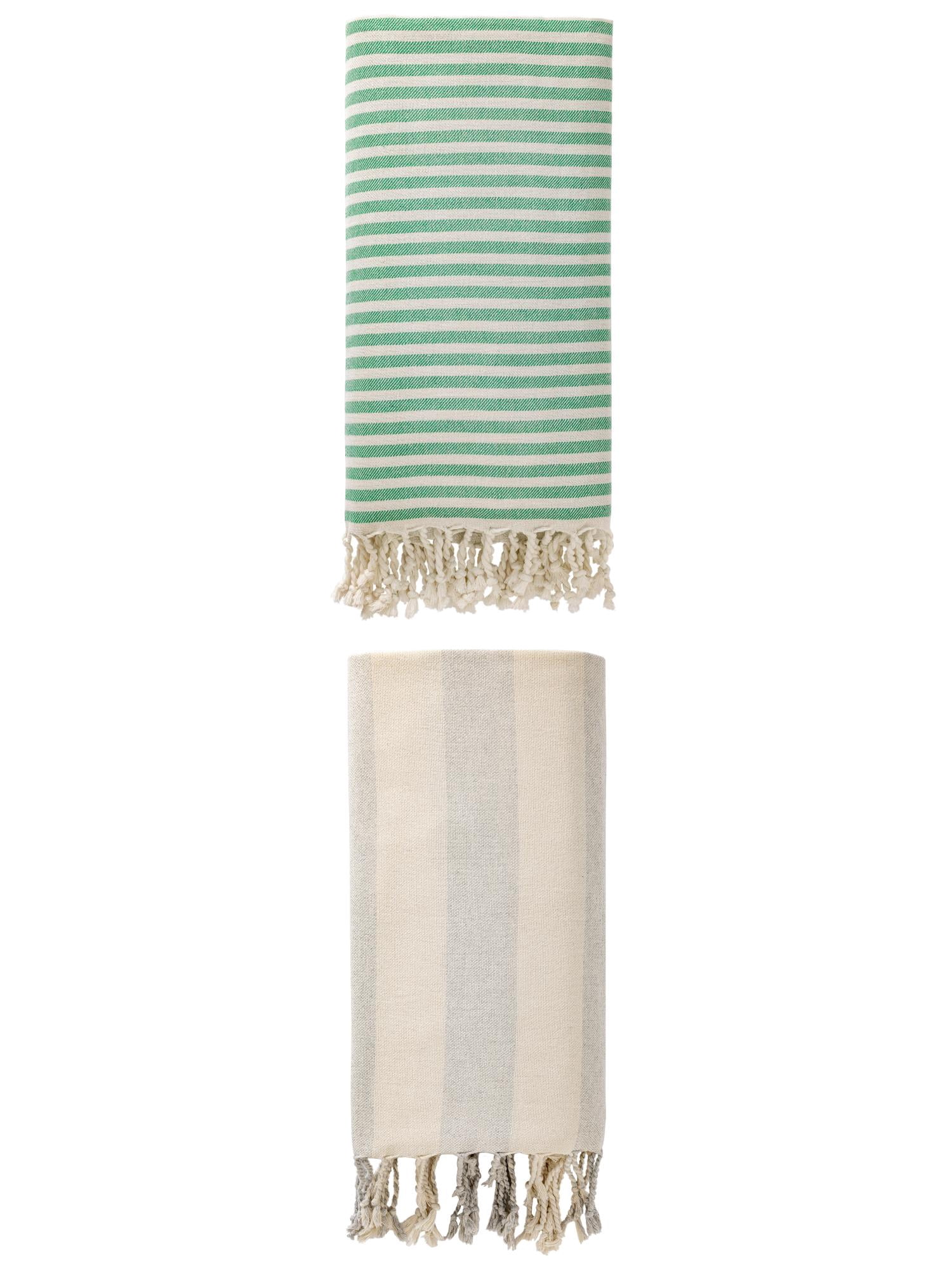Unique Bargains 2Pcs Sand Repellent Light Beach Towel Quick Dry Green Grey 71" x 40"