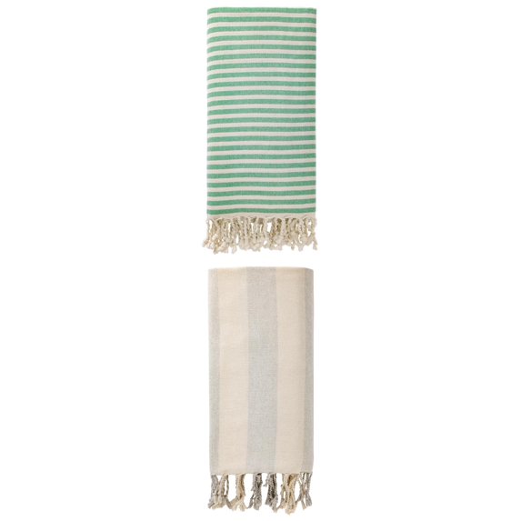 Unique Bargains 2Pcs Sand Repellent Light Beach Towel Quick Dry Green Grey 71" x 40"
