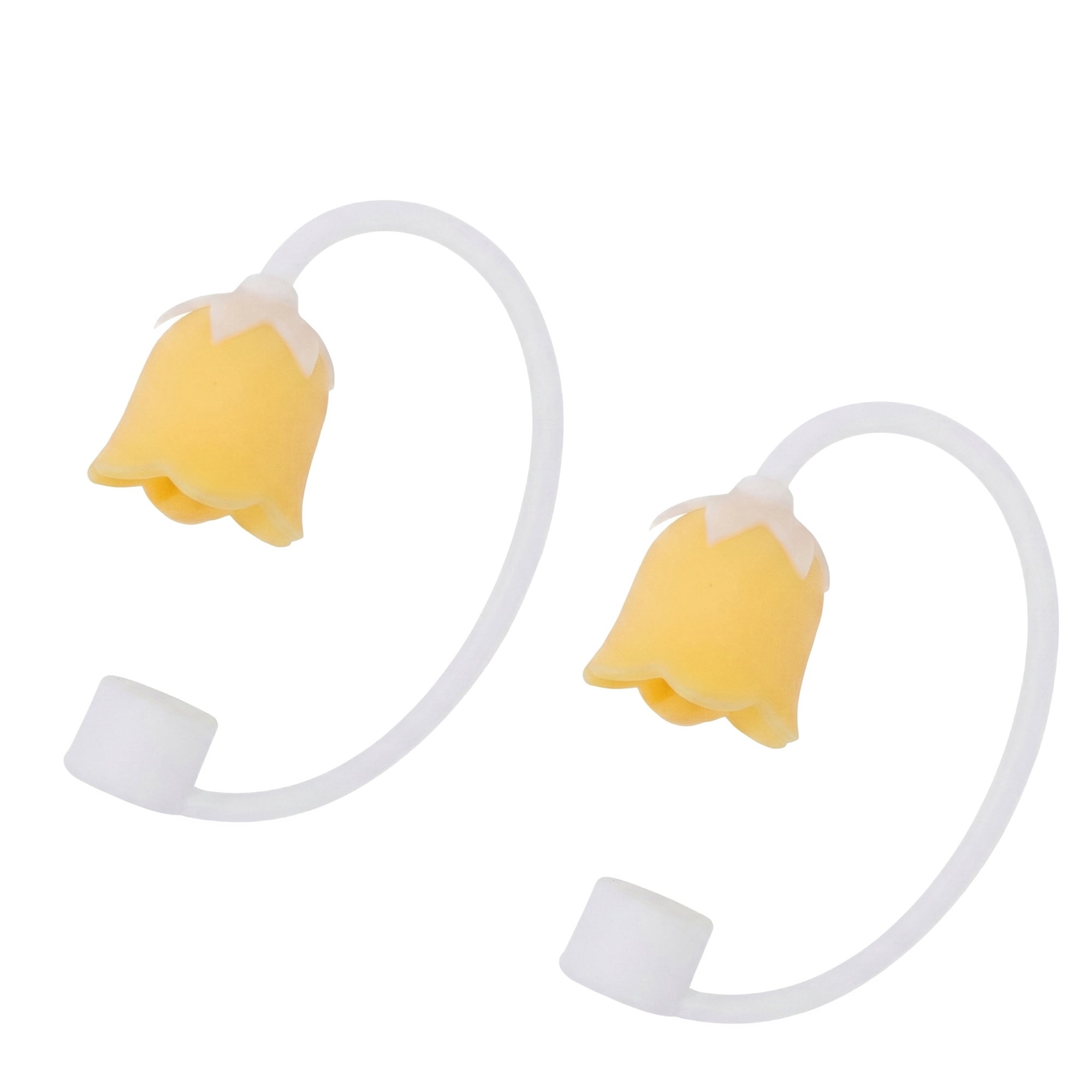 Unique Bargains 2Pcs Silicone Straw Caps Reusable Dust-Proof Toppers Light Yellow