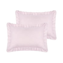 Unique Bargains 2Pcs Single Layer Wide Ruffles Envelope Closure Pillow Shams Purple Queen