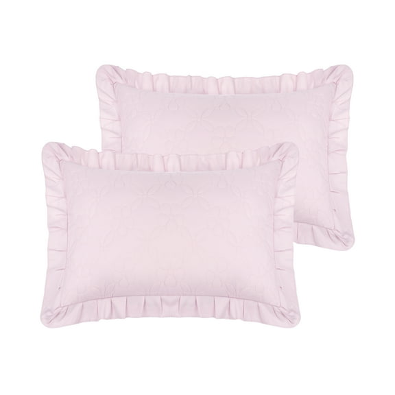 Unique Bargains 2Pcs Single Layer Wide Ruffles Envelope Closure Pillow Shams Purple Queen