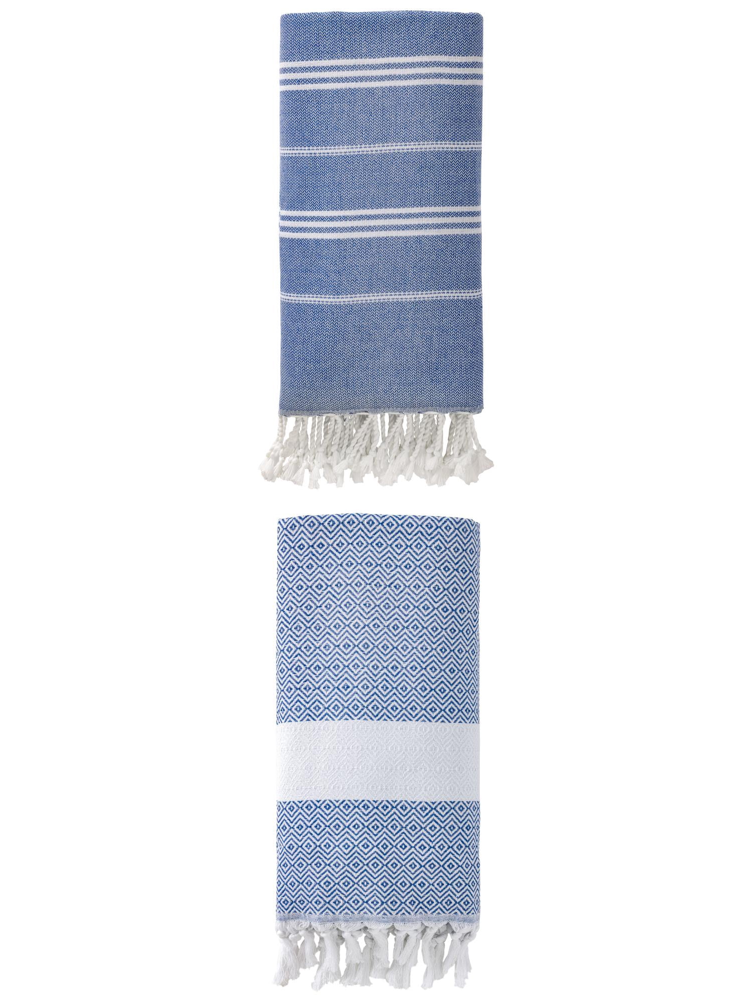 Unique Bargains 2Pcs Slim Anti-Sand Beach Towel Royal Blue Blue 71" x 35"/71" x 40"