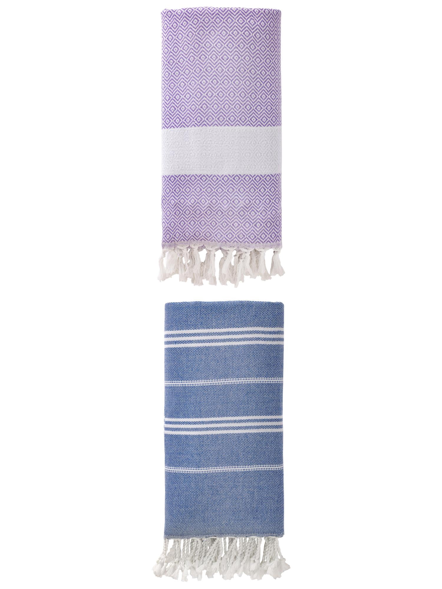 Unique Bargains 2Pcs Slim Anti-Sand Towel Royal Blue/Light Purple 71" x 35"/71" x 40"