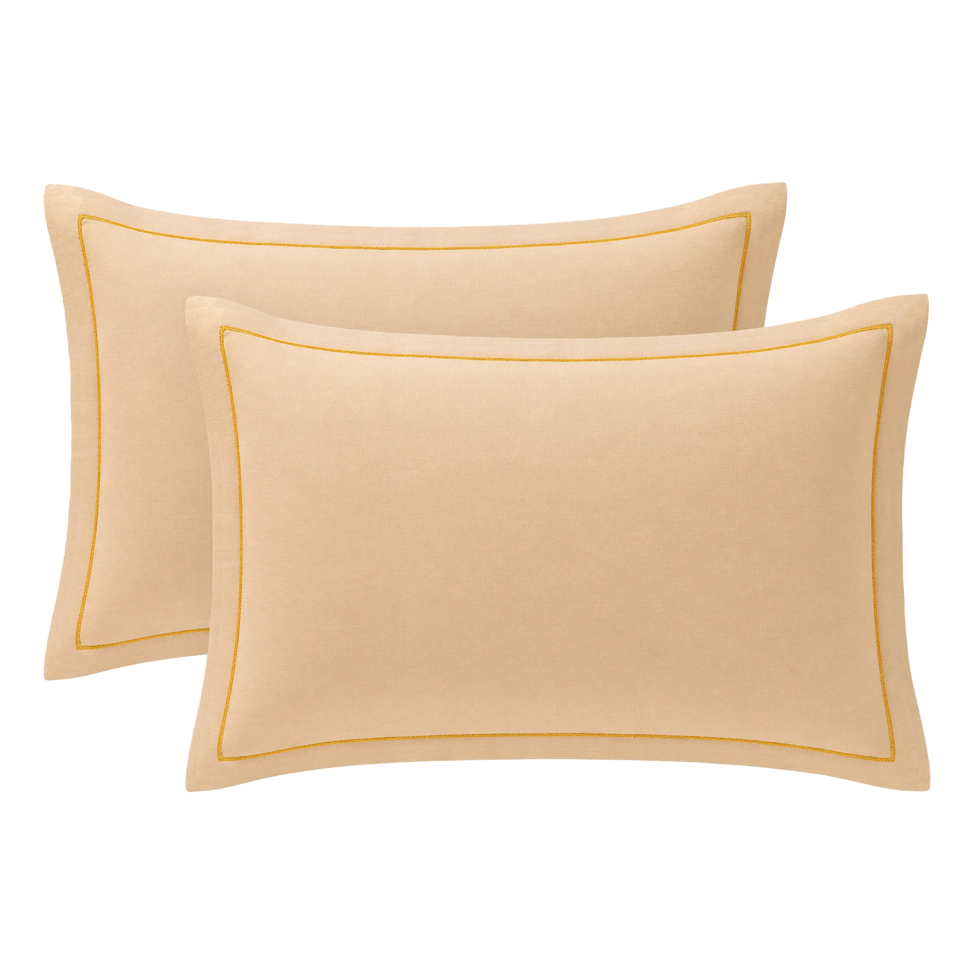Unique Bargains 2Pcs Smooth Wrinkle Resistant Cotton Pillowcase Queen Champagne