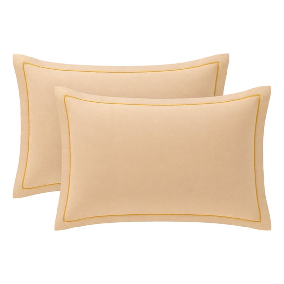 Unique Bargains 2Pcs Smooth Wrinkle Resistant Cotton Pillowcase Queen Champagne