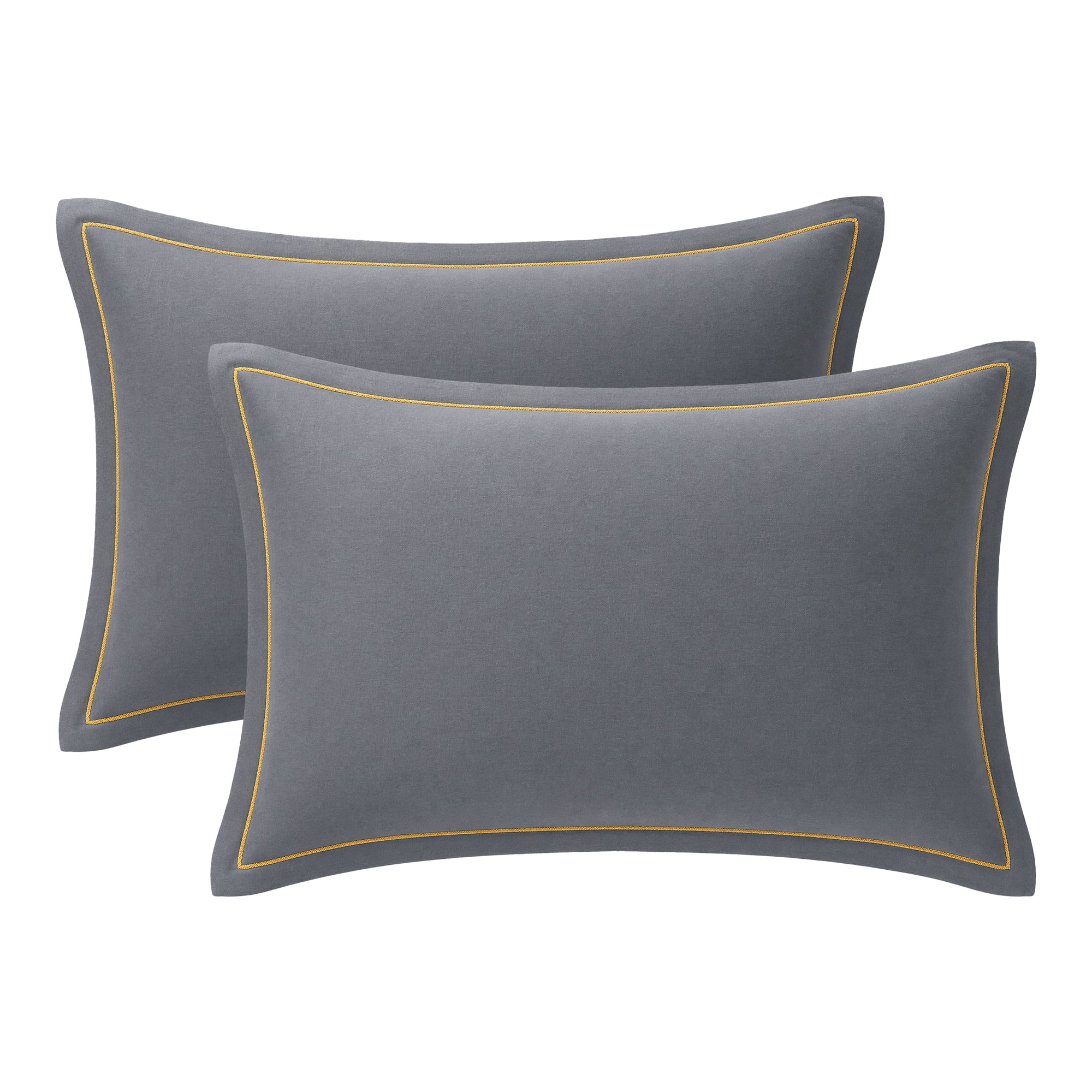Unique Bargains 2Pcs Smooth Wrinkle Resistant Cotton Pillowcase Queen Dark Gray