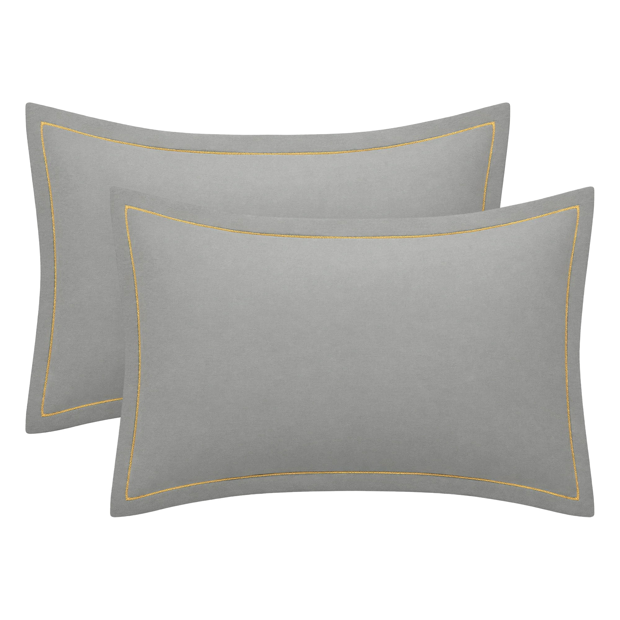 Unique Bargains 2Pcs Smooth Wrinkle Resistant Cotton Pillowcase Queen Gray