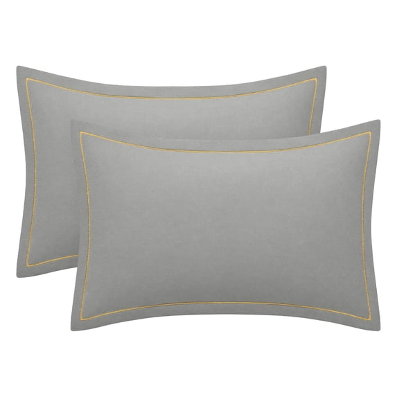 Unique Bargains 2Pcs Smooth Wrinkle Resistant Cotton Pillowcase Queen Gray
