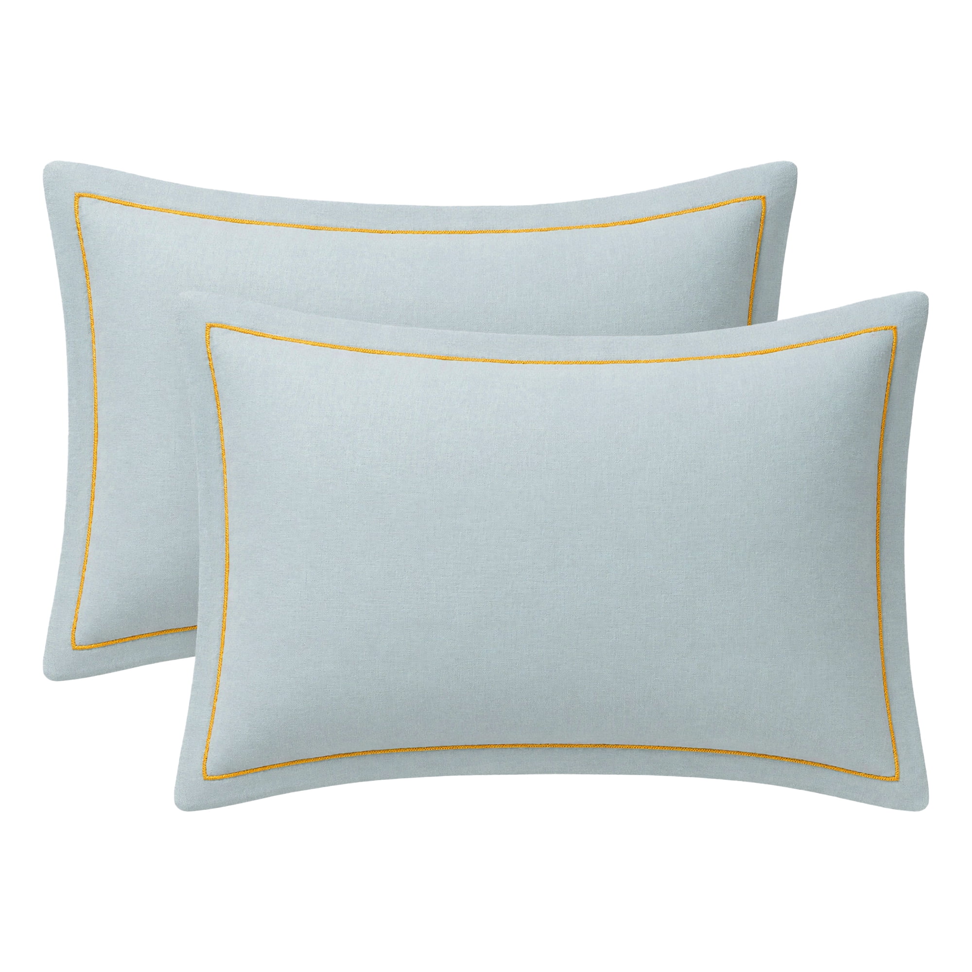 Unique Bargains 2Pcs Smooth Wrinkle Resistant Cotton Pillowcase Queen Light Blue