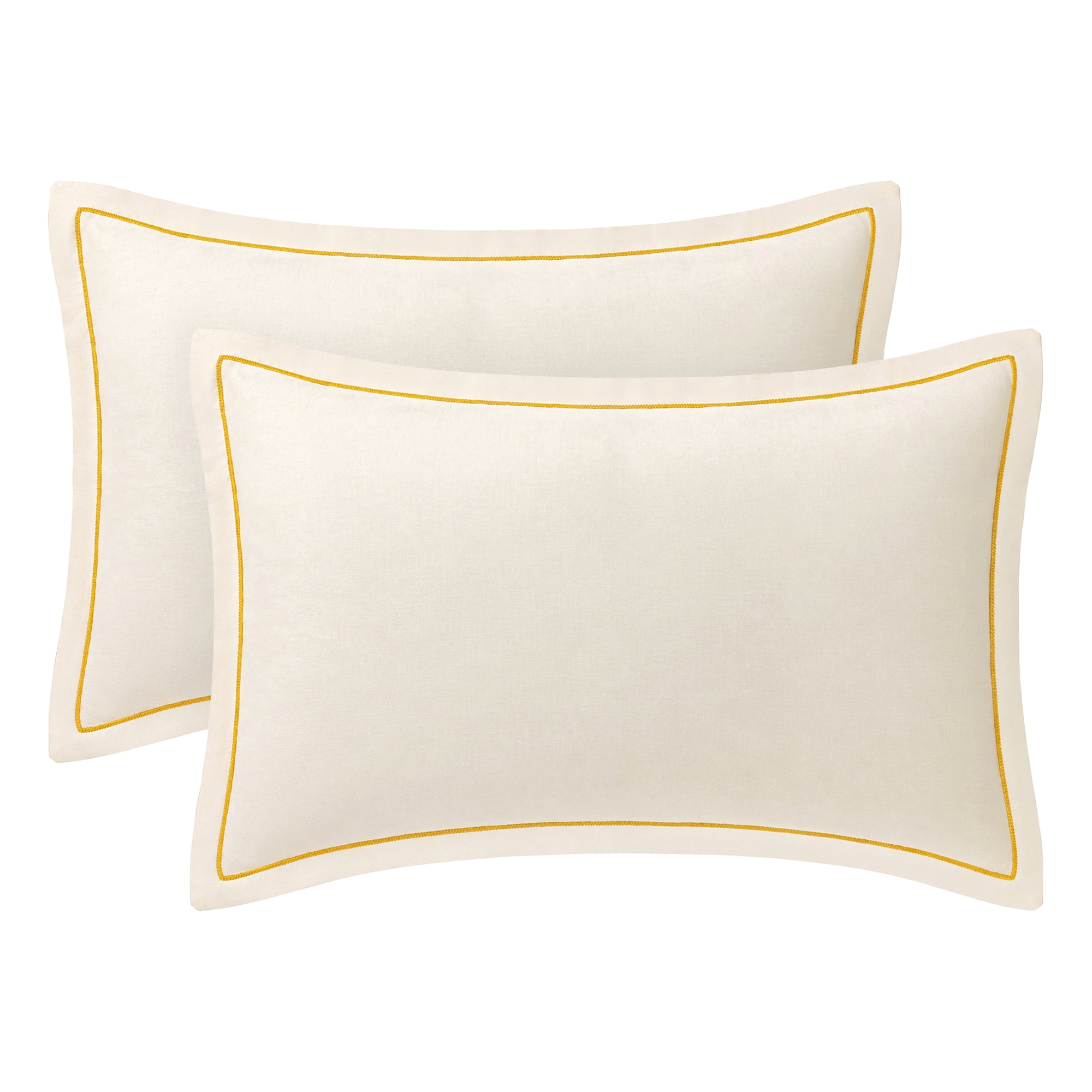 Unique Bargains 2Pcs Smooth Wrinkle Resistant Cotton Pillowcase Queen Milk White