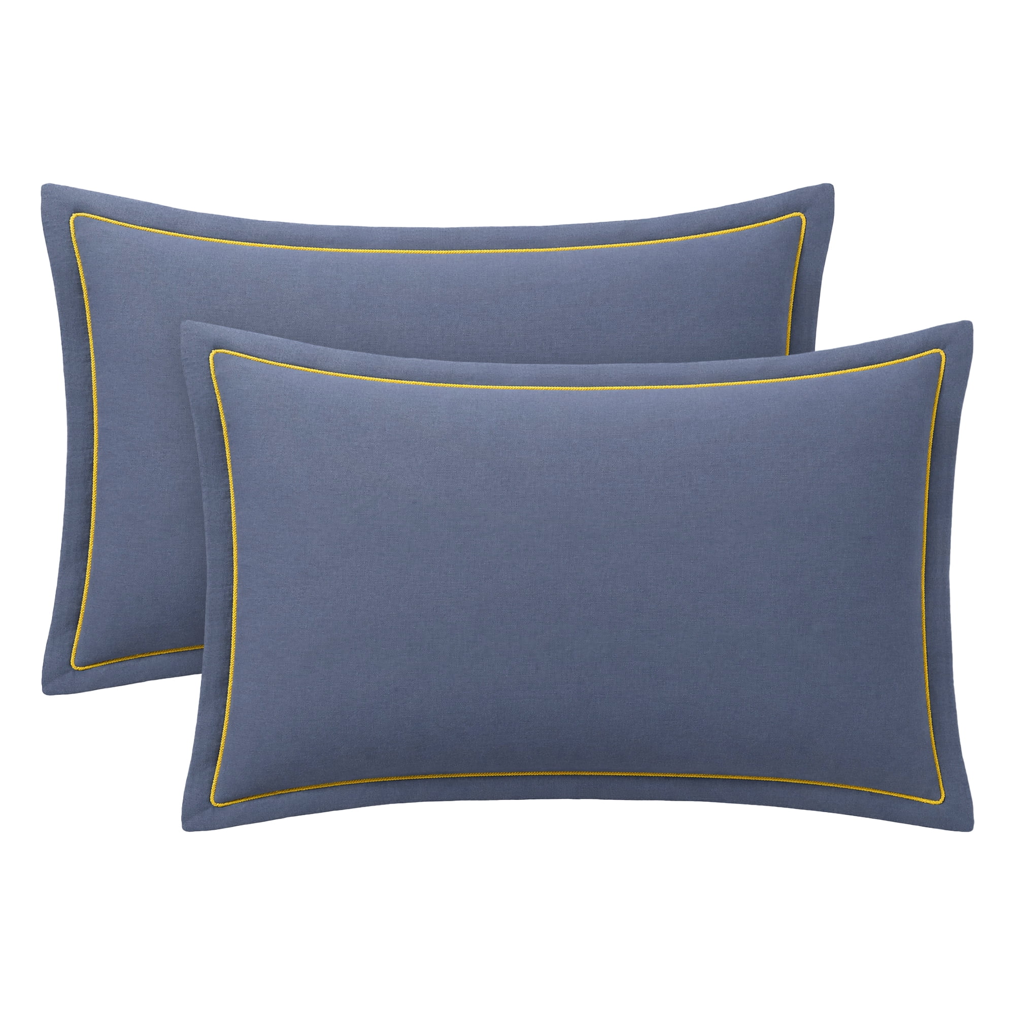 Unique Bargains 2Pcs Smooth Wrinkle Resistant Cotton Pillowcase Queen Navy Blue