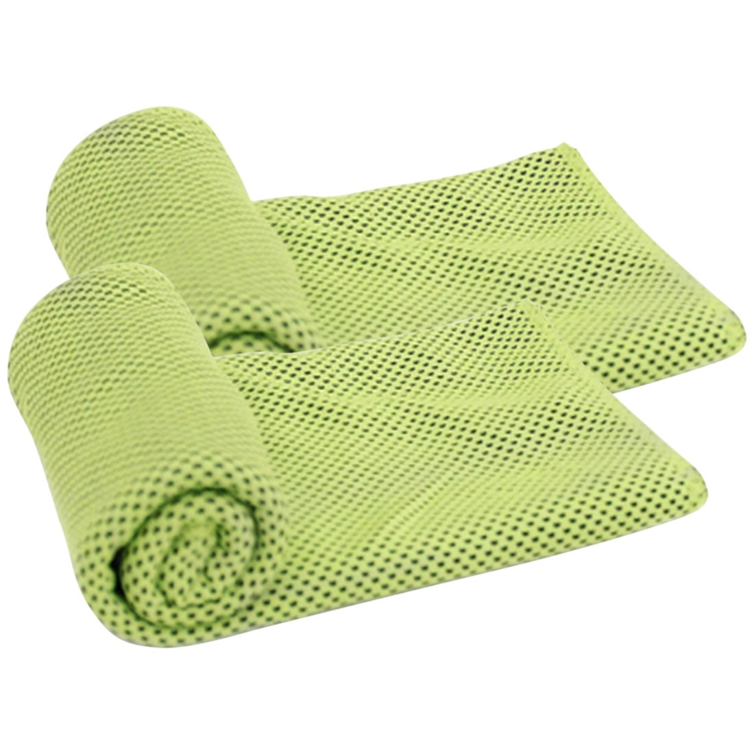 Unique Bargains 2Pcs Soft Microfiber Sport Cool Touch Towel 11"x30" Green