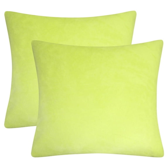 Unique Bargains 2Pcs Soft Viscose Velvet Decorative Throw Pillowcases 24"x24" Chartreuse