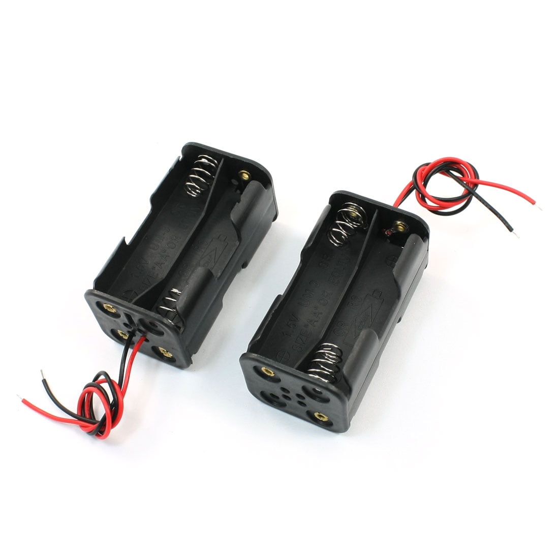 Unique Bargains 2Pcs Spring Clip Black Dual Layers Battery Storage Case ...