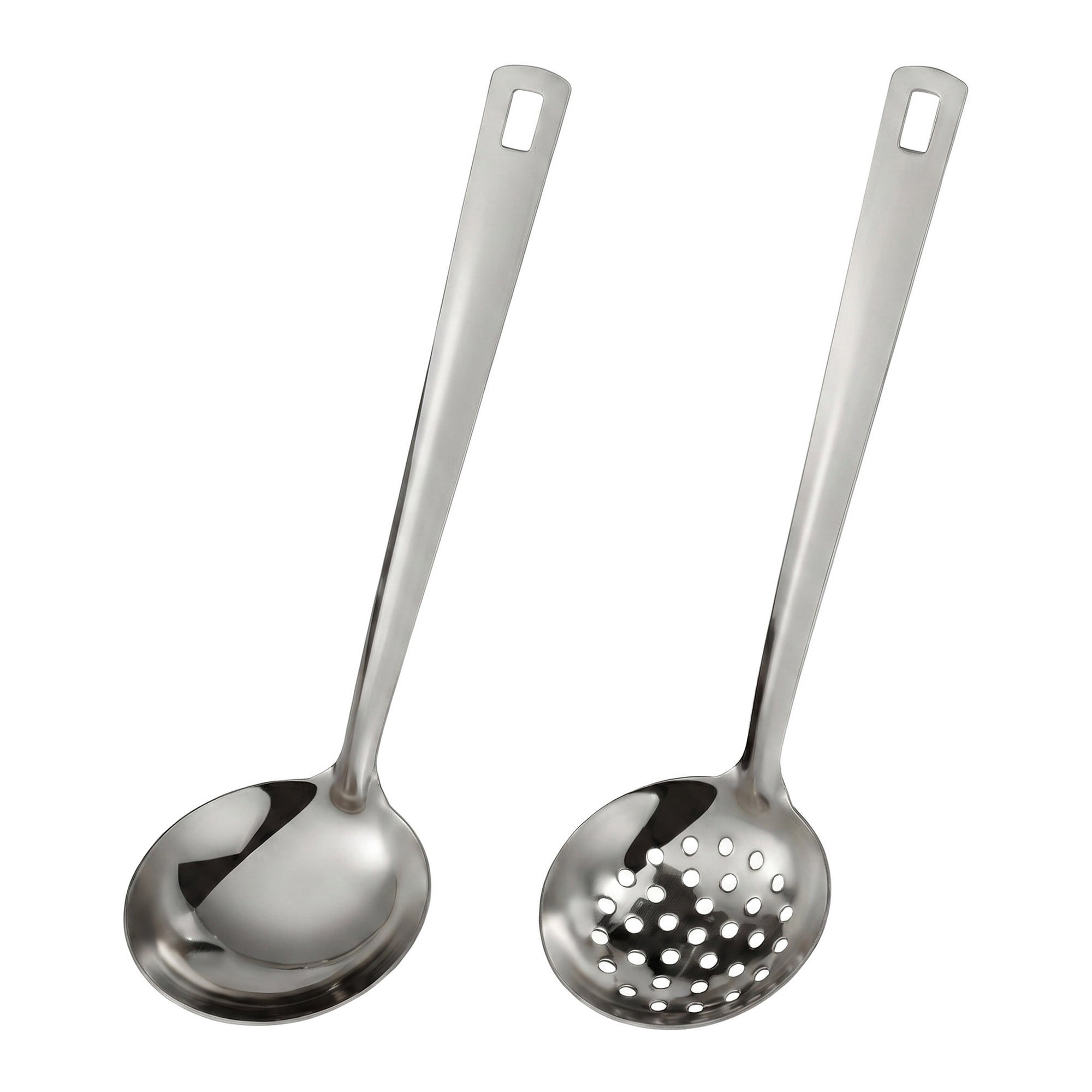 Unique Bargains 2Pcs Stainless Steel Kitchen Cooking Utensil Set Soup Spoon Slotted Spoon