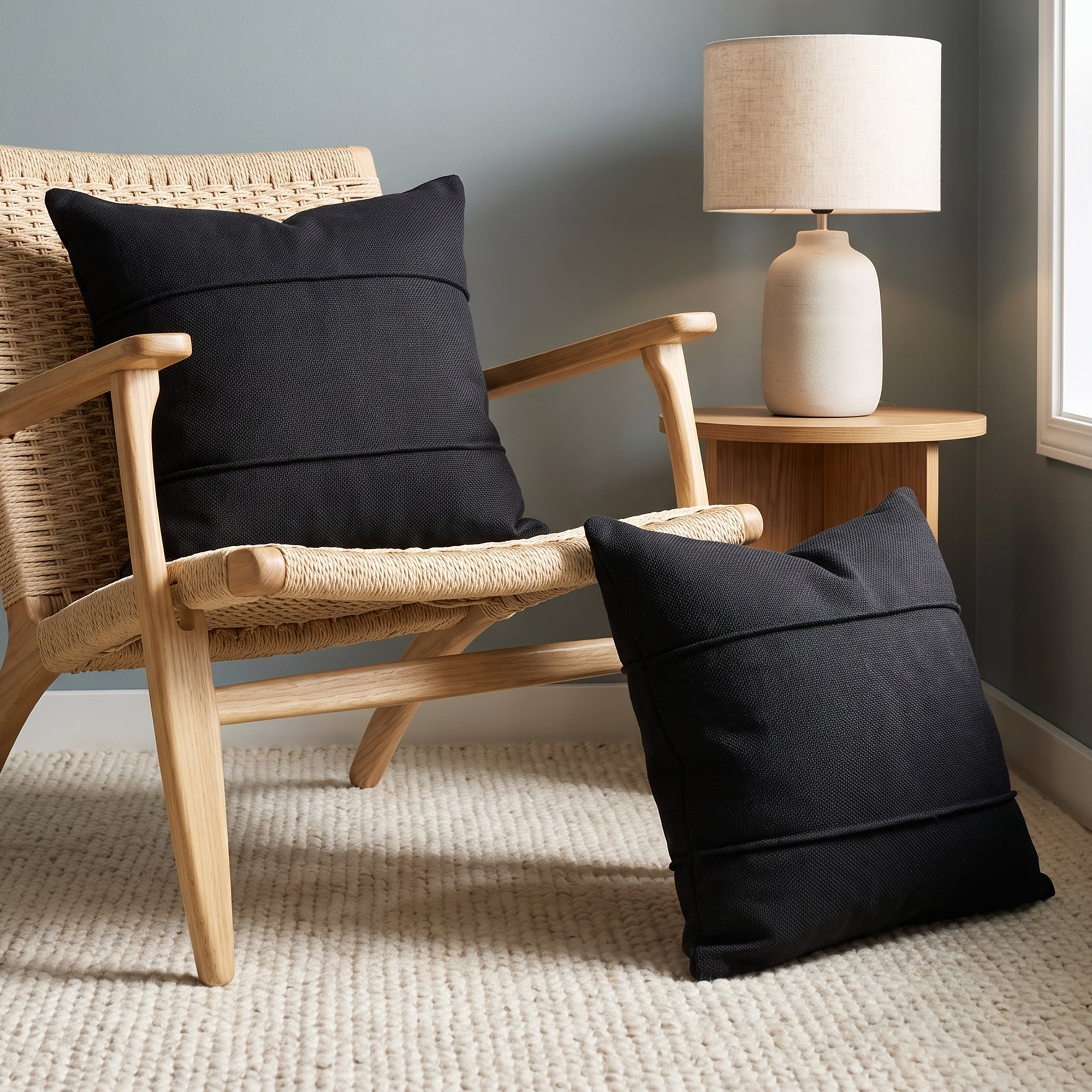 Unique Bargains 2Pcs Striped Throw Pillow Covers Soft Couch Accents Black 18"x18"