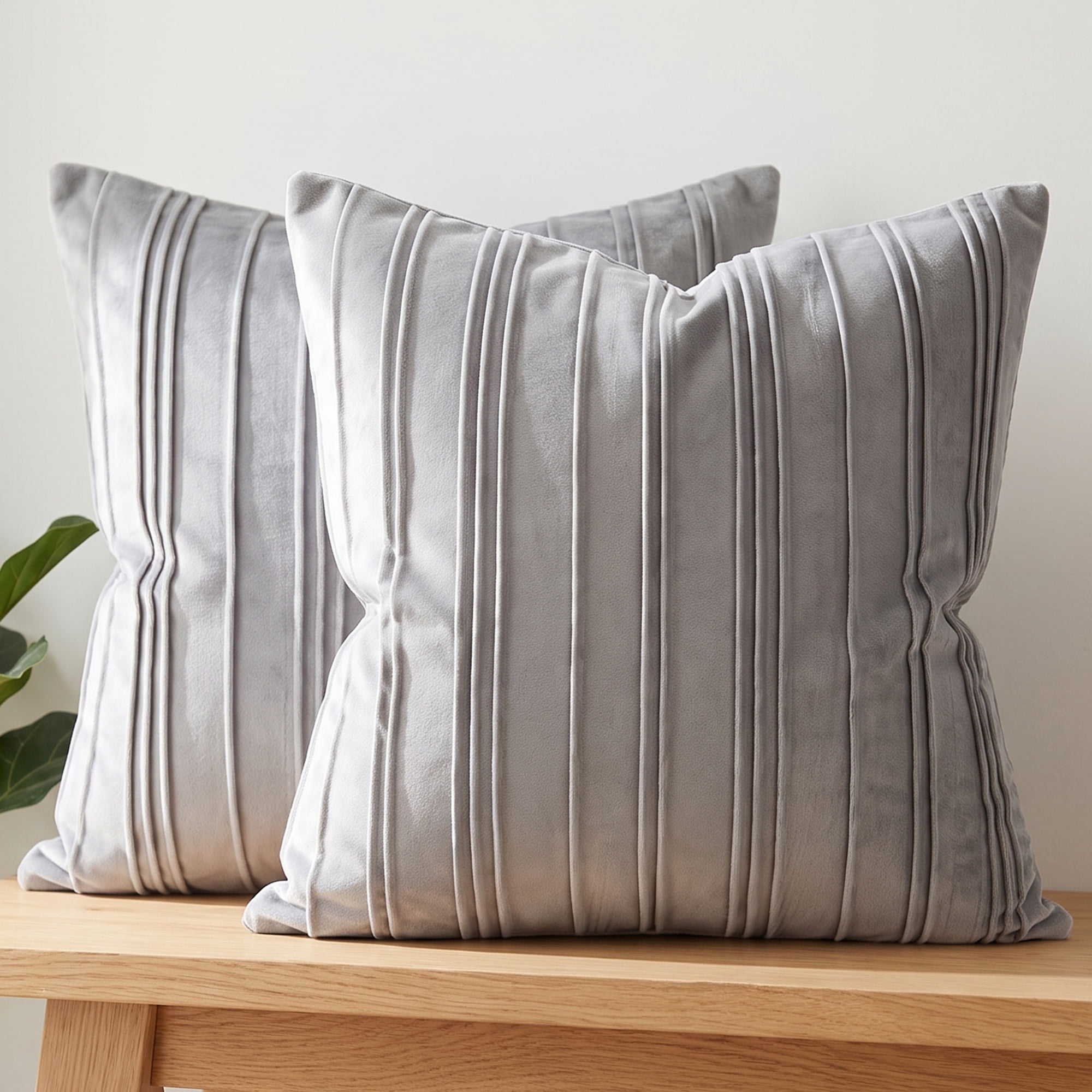 Unique Bargains 2Pcs Textured Throw Pillow Covers Couch Cushion Cases Grey 18" x 18"