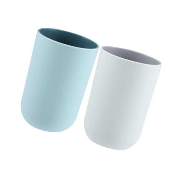 Unique Bargains 2Pcs Bathroom Cups Tumblers Toothbrush Cup 4.33''x2.76'' 350ml Blue, Gray