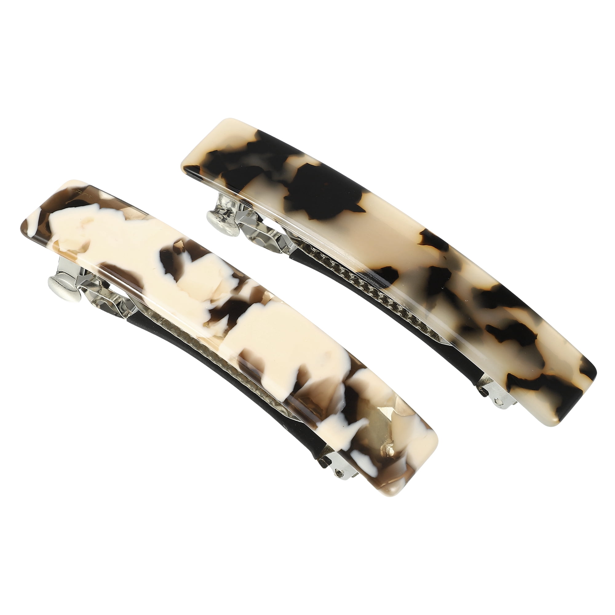 Unique Bargains 2Pcs Tortoise Shell Hair Barrettes Acetate Hair Accessories Beige Brown