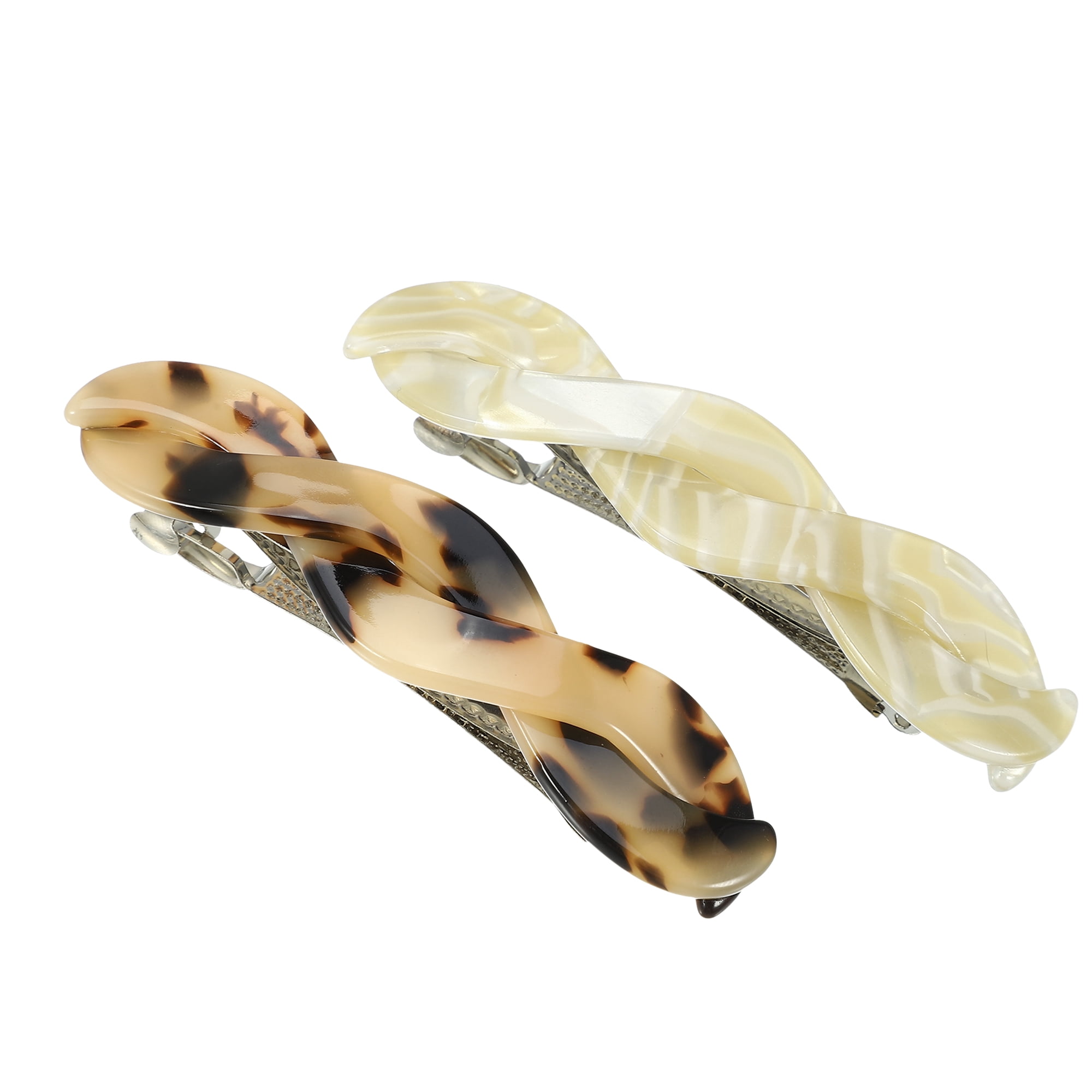 Unique Bargains 2Pcs Tortoise Shell Hair Barrettes Acetate Hair Accessories
